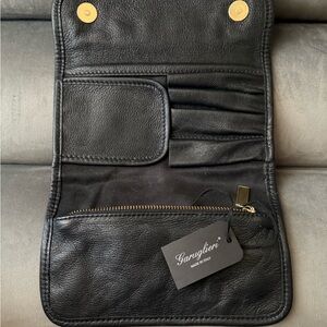 Sarughini  Italy 🇮🇹 Black Leather Wallet with Gold Accents